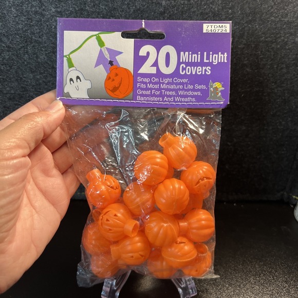 Other - NEW Vtg Halloween JACK O LANTERN Orange Pumpkin Mini Light Snap on Covers 20pack